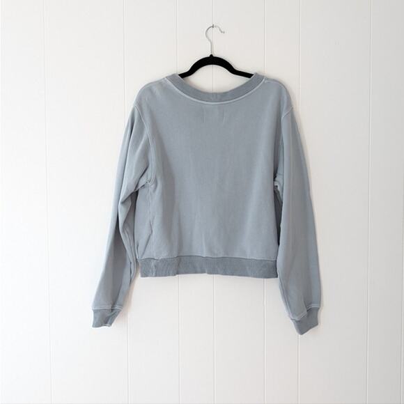 Citizens of Humanity Celia Oversized Blue Cropped Front Tie Sweatshirt, size S - Picture 2 of 4